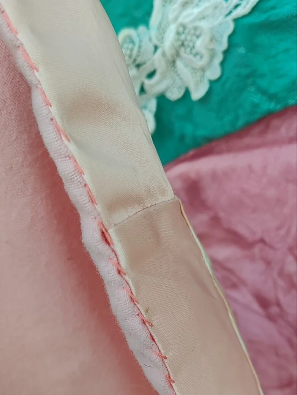 Vintage Handsewn Patchwork Satin Lace Quilt, Grandmacore, Victorian, Cottagecore